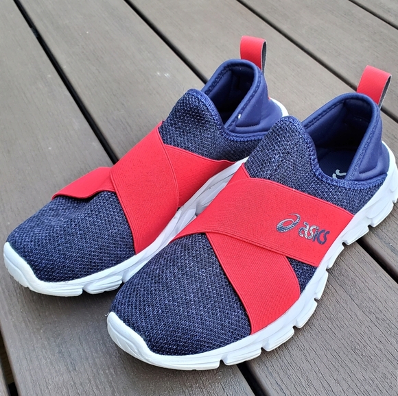 ASICS Men\'s Quantum Lyte Slip-On Blue & Red Sneaker Breathable Sportstyle Size 8 main image 5